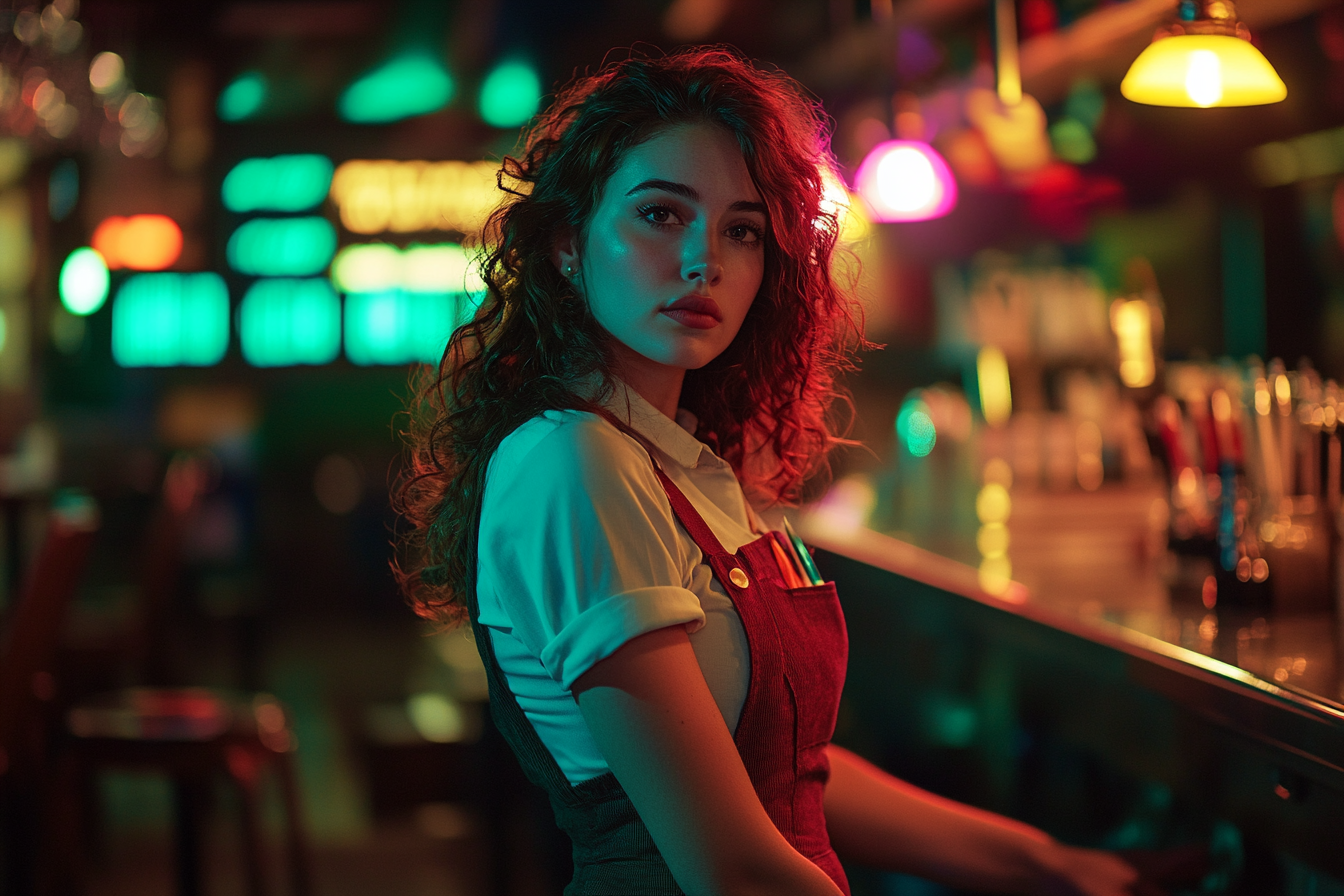 Tired waitress in an empty restaurant | Source: Midjourney