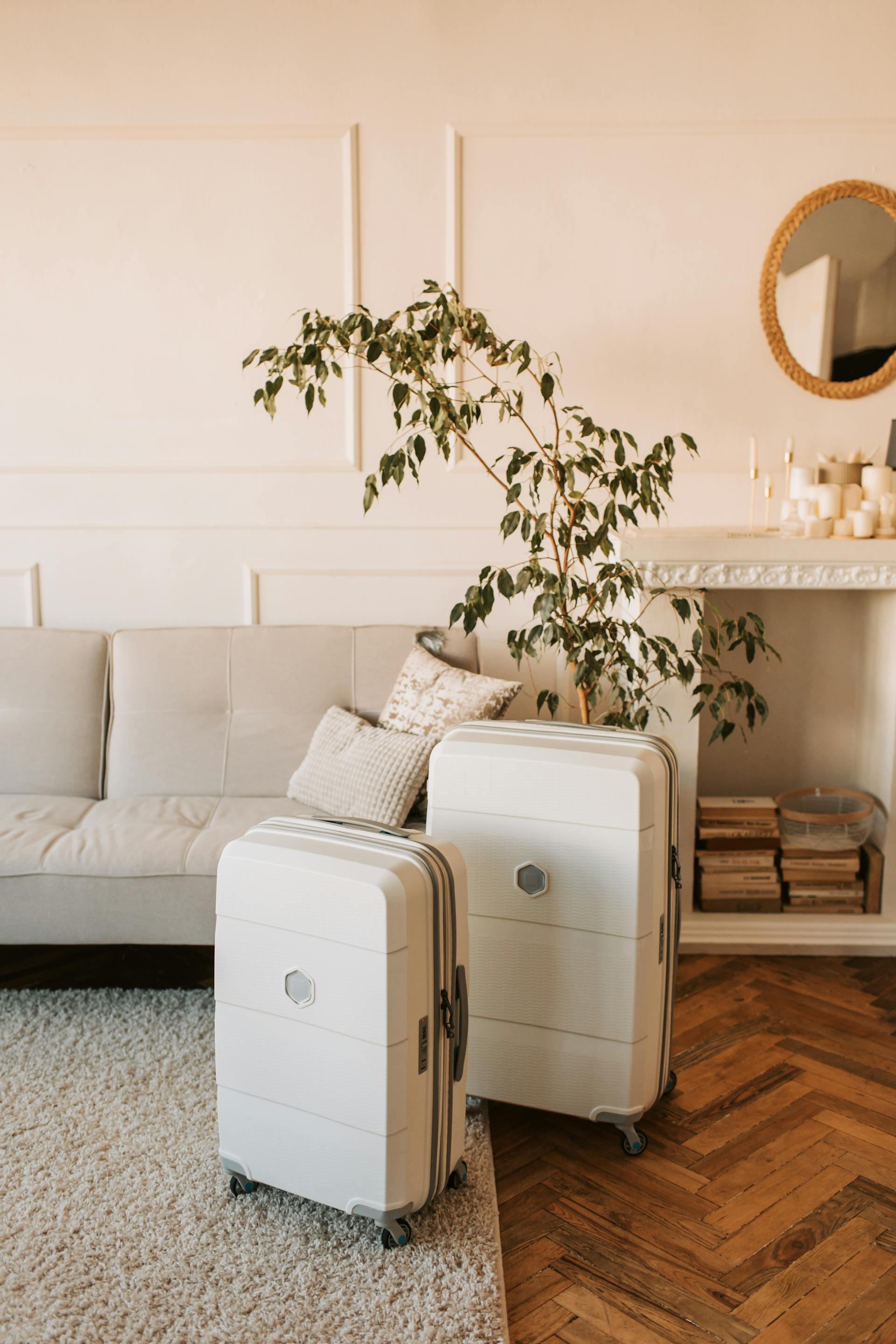 A photo of two suitcases standing in a living room | Source: Pexels