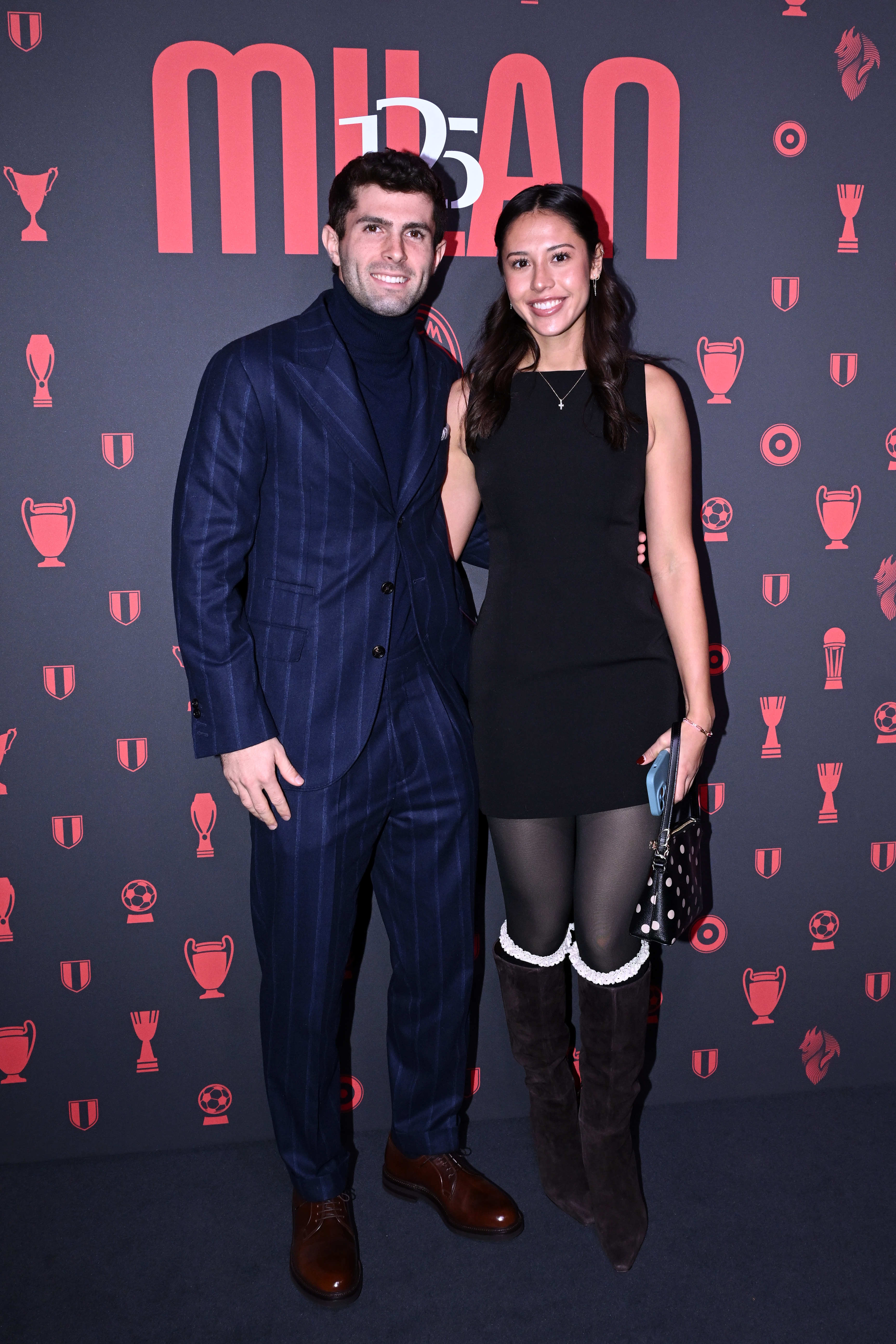Christian Pulisic and Alexa Melton during the AC Milan 125 Years Party at Armani Silos on December 16, 2024, in Milan, Italy. | Source: Getty Images