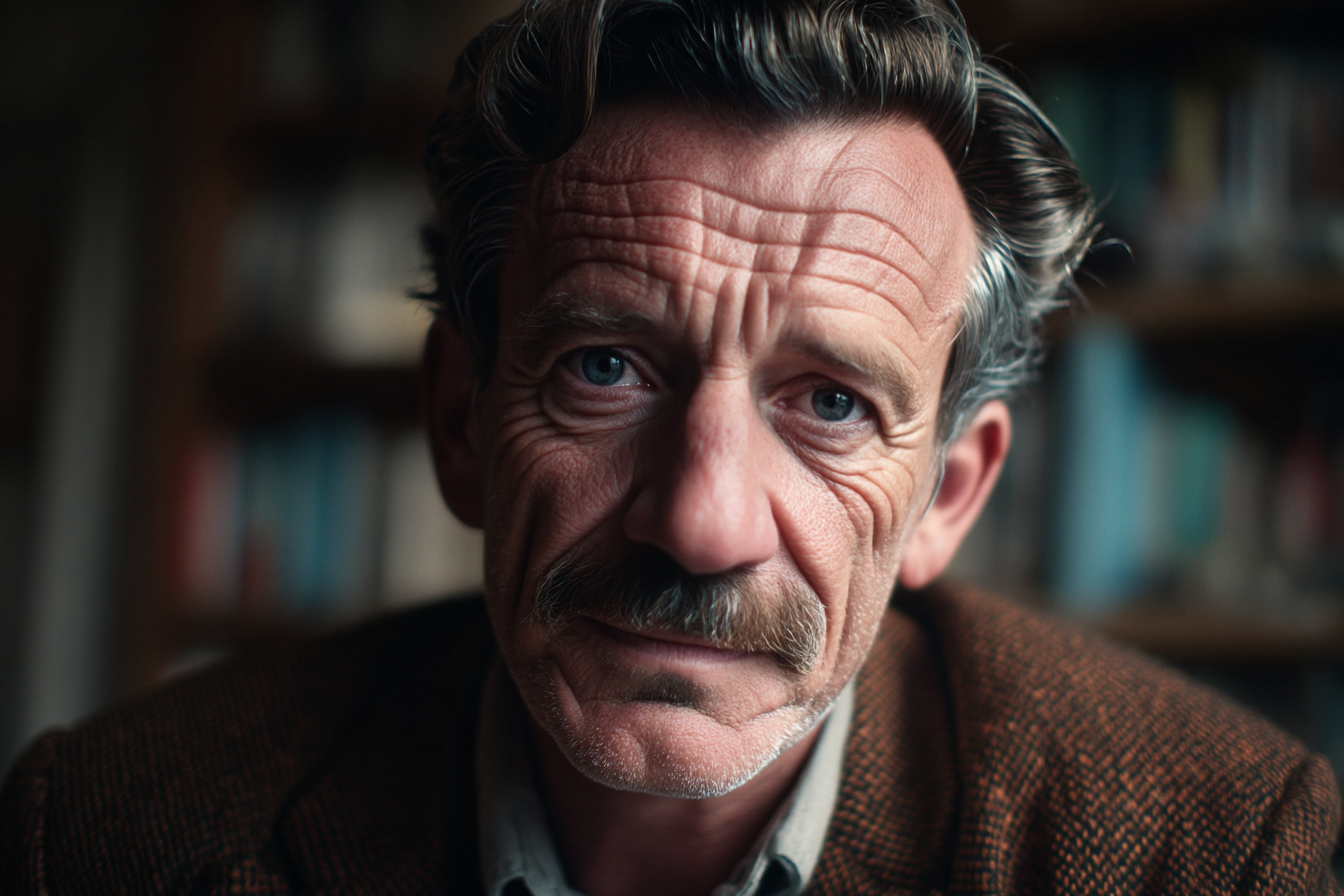 Starszy mężczyzna siedzący w salonie | Źródło: Midjourney