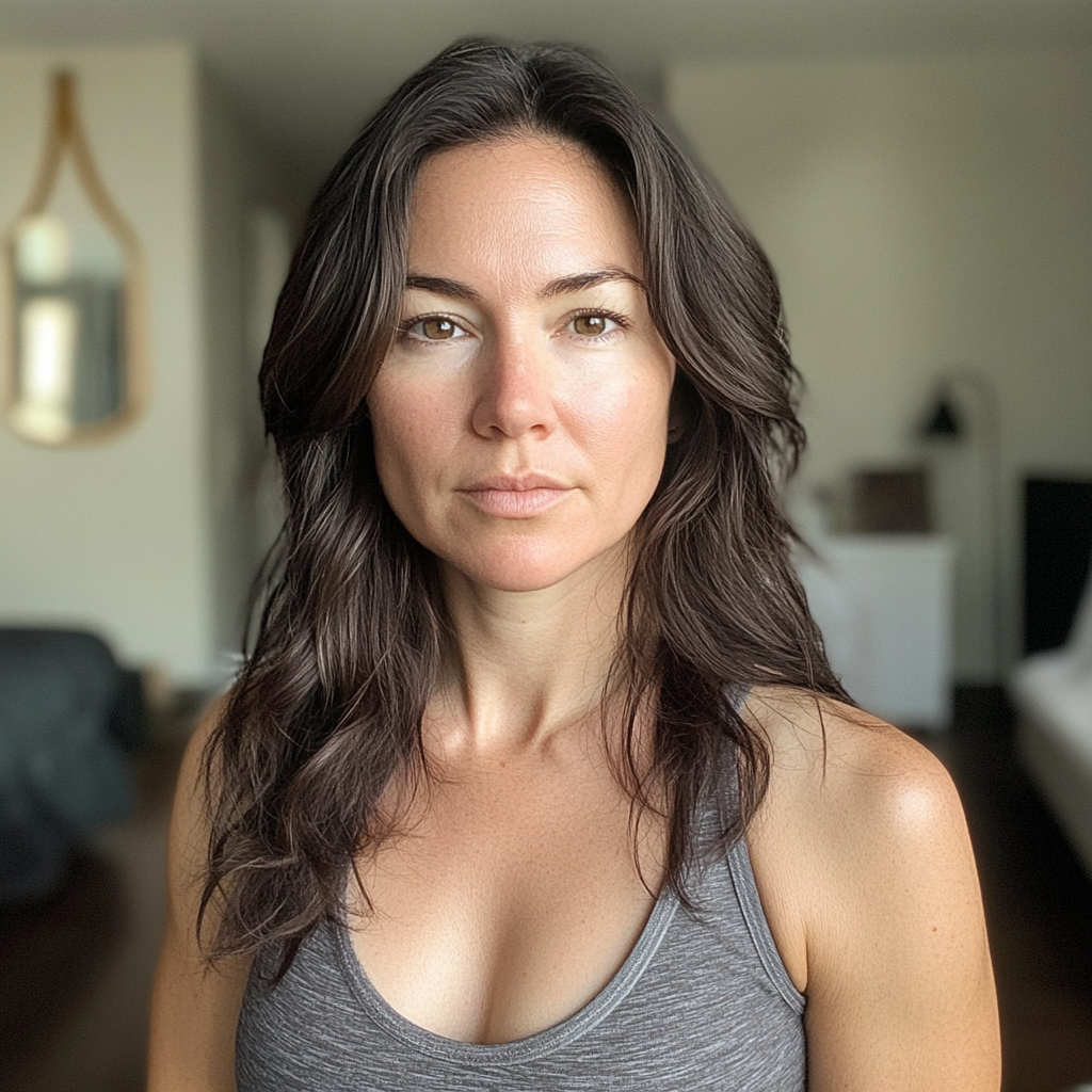 A pensive woman in a living room | Source: Midjourney