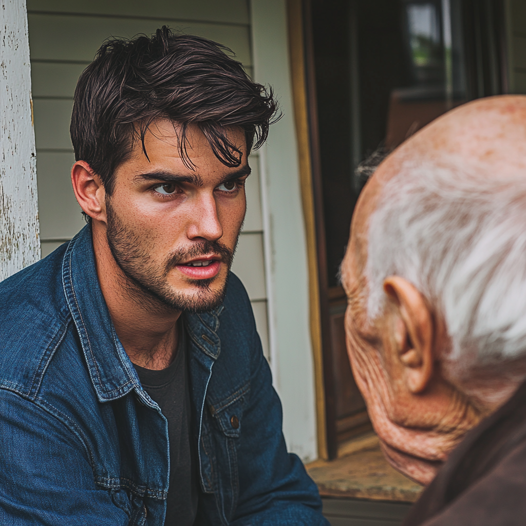 A man talking to his father | Source: Midjourney