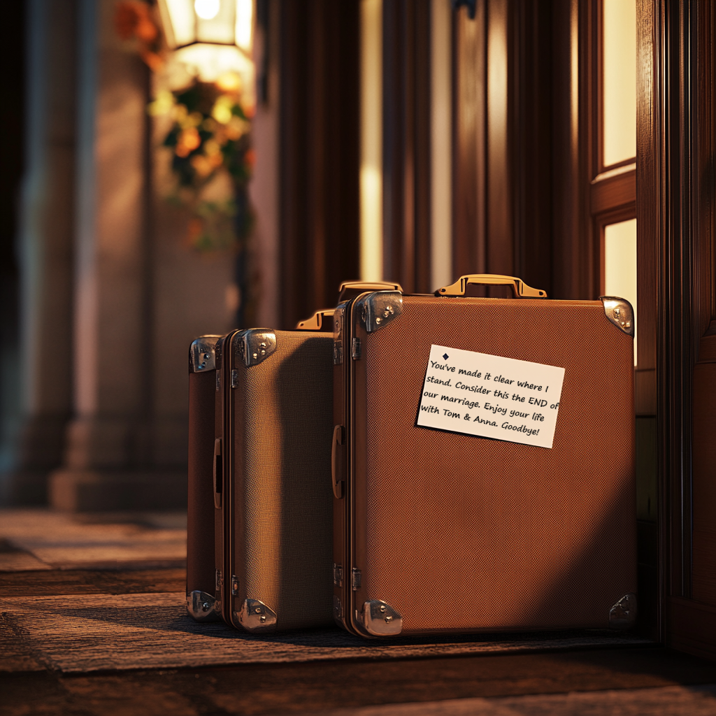 A note stuck on a suitcase | Source: Midjourney