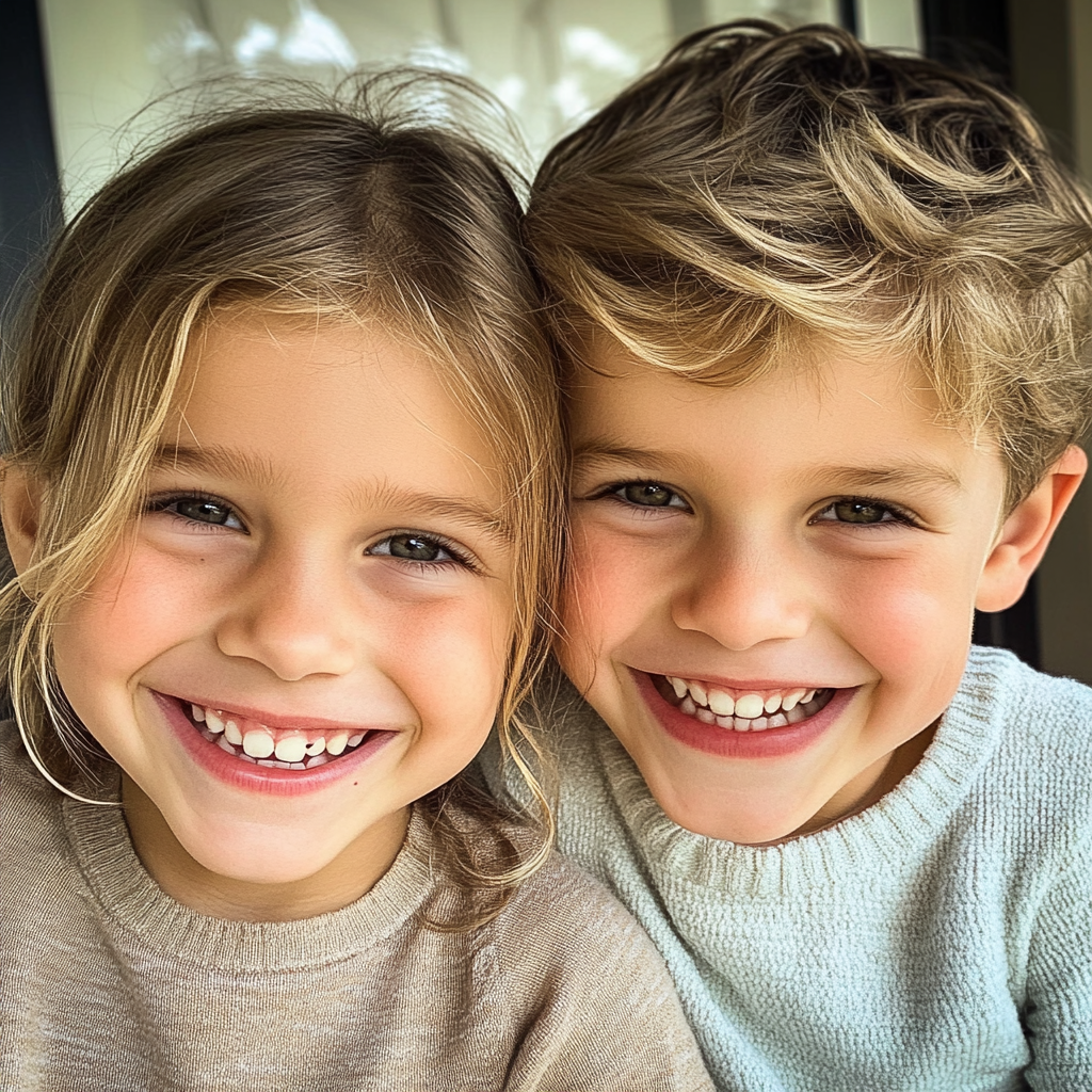 Two smiling children | Source: Midjourney