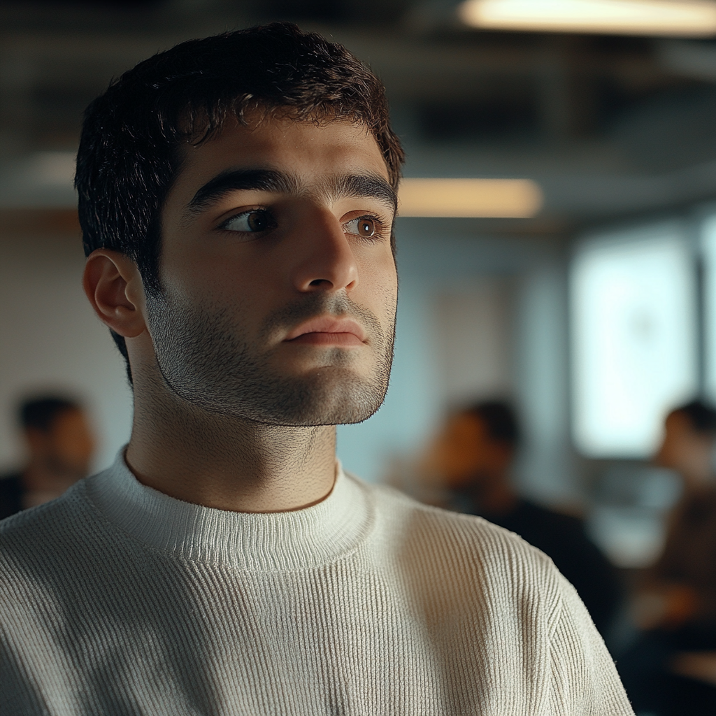 A man standing in a meeting room | Source: Midjourney