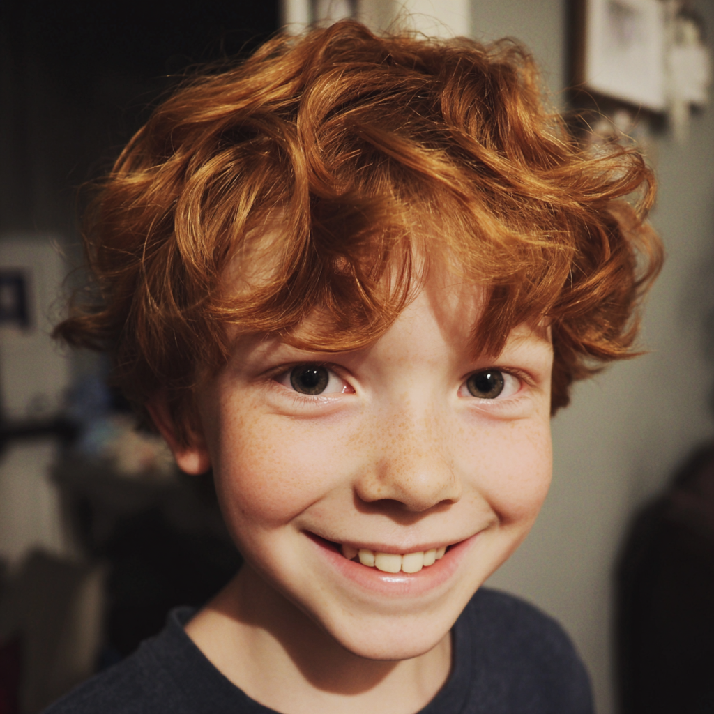A smiling little boy with red hair | Source: Midjourney