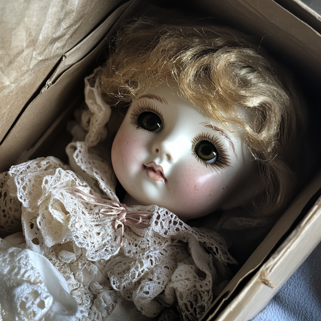 A porcelain doll in a box | Source: Midjourney