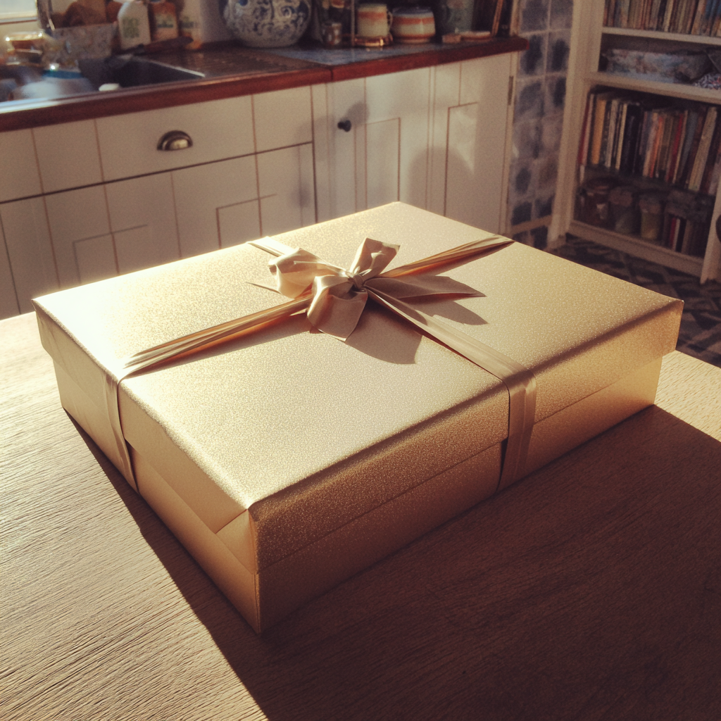 A box on a kitchen table | Source: Midjourney