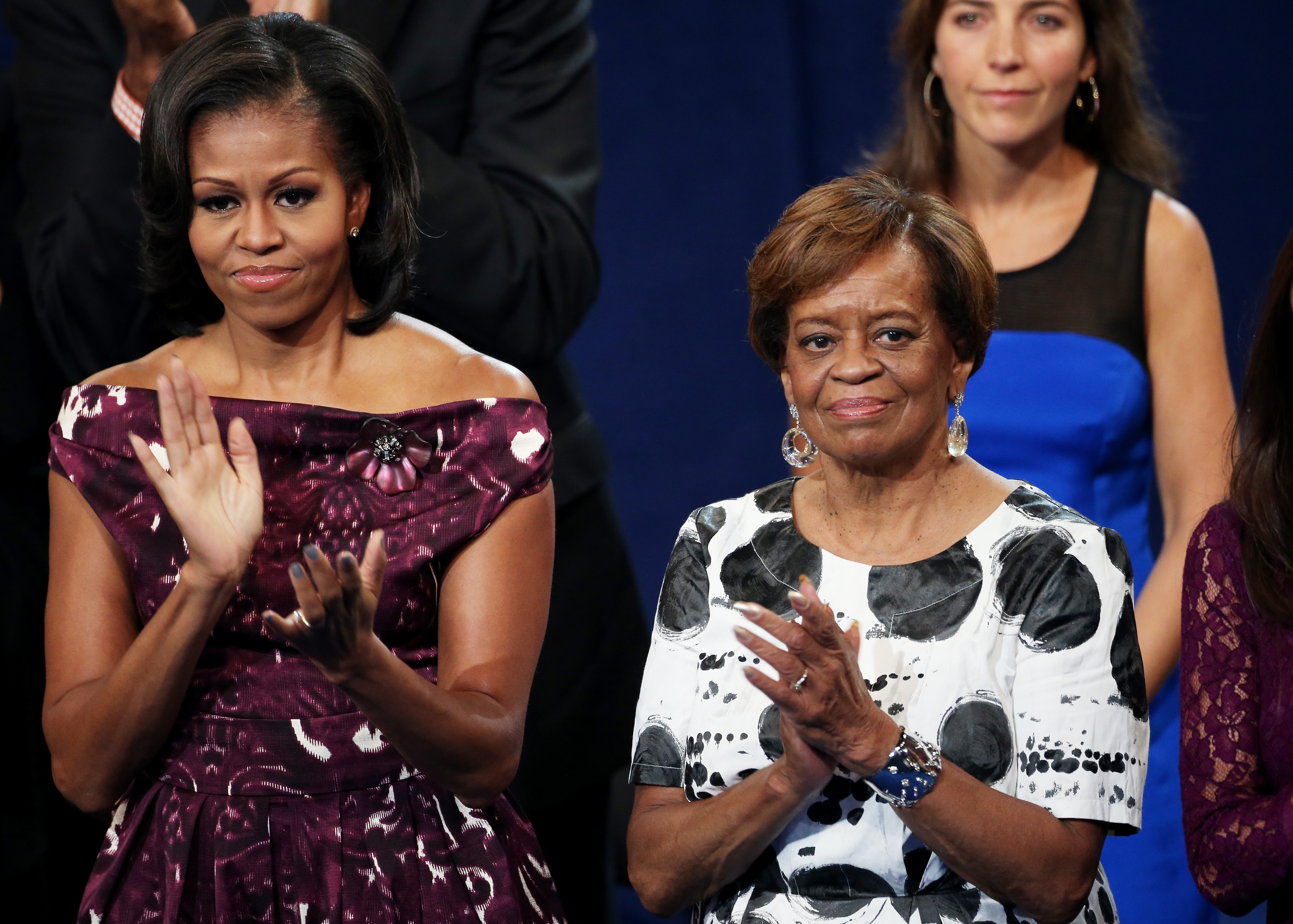 Michelle Obama applauds with her mother, Marian Robinson, during the final day of the Democratic National Convention at Time Warner Cable Arena on September 6, 2012, in Charlotte, North Carolina. | Source: Getty Images