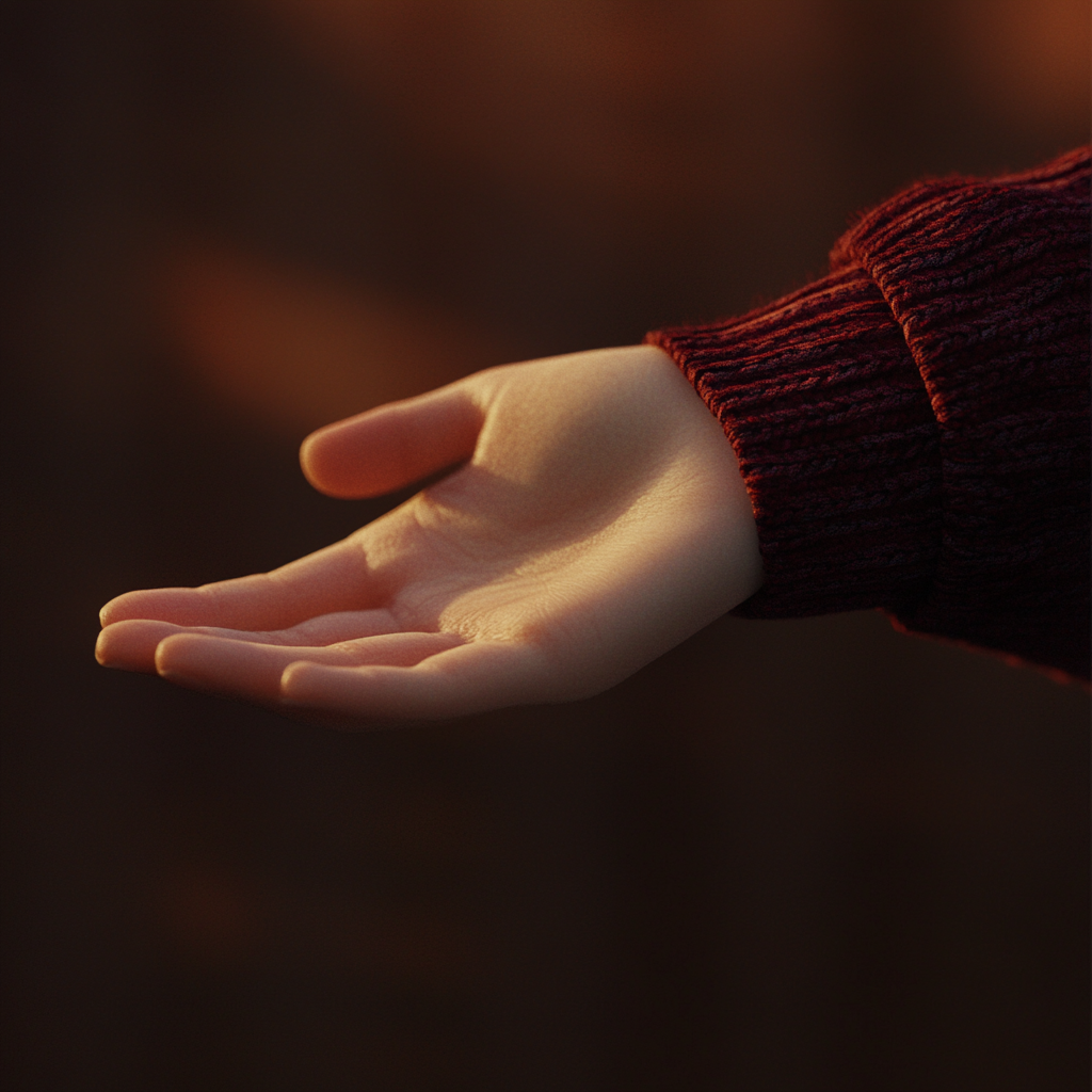 Close-up shot of a compassionate woman extending her hand | Source: Midjourney