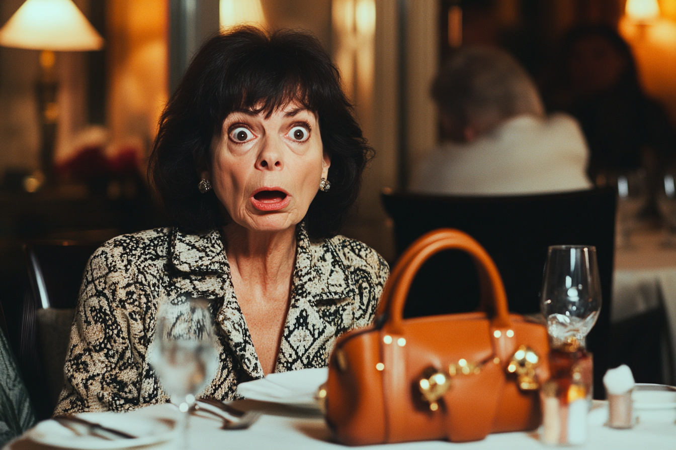 A shocked woman in a restaurant | Source: Midjourney