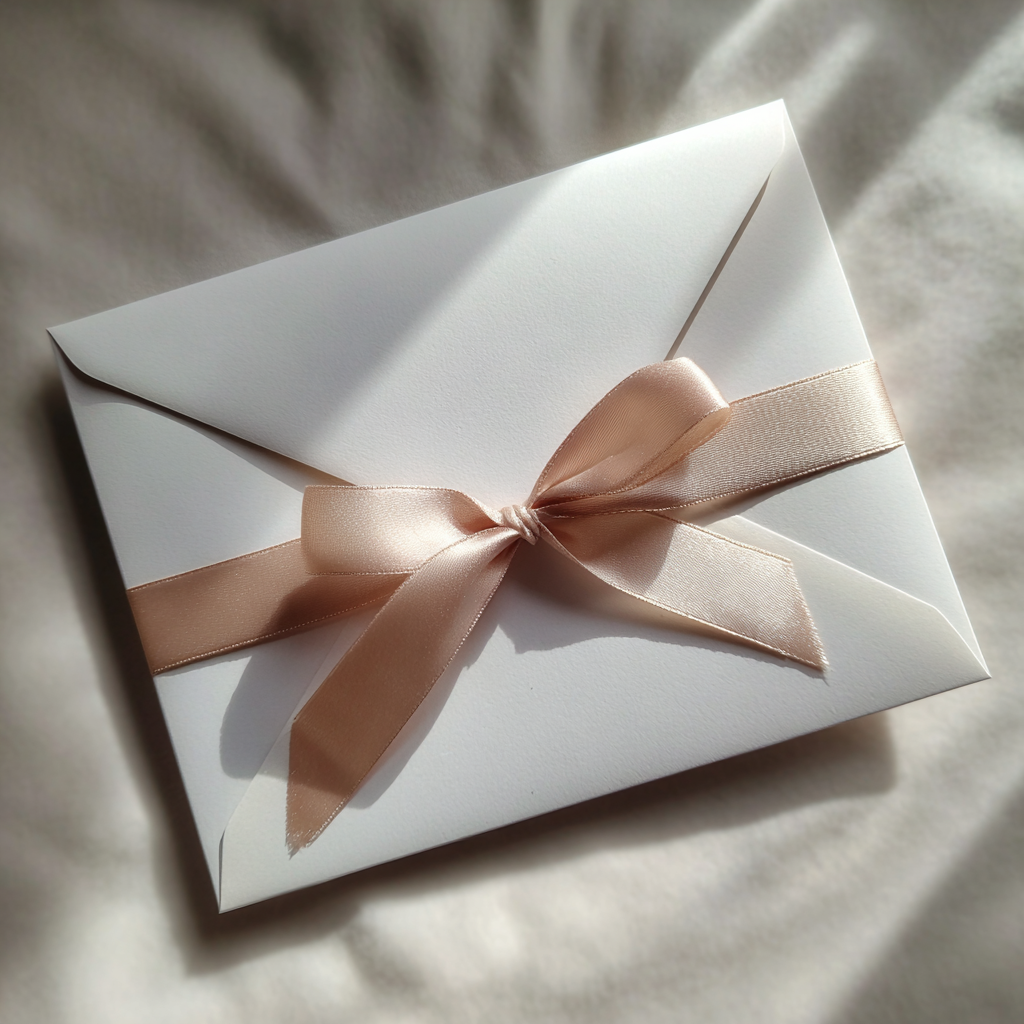 A white envelope with a pale satin ribbon | Source: Midjourney