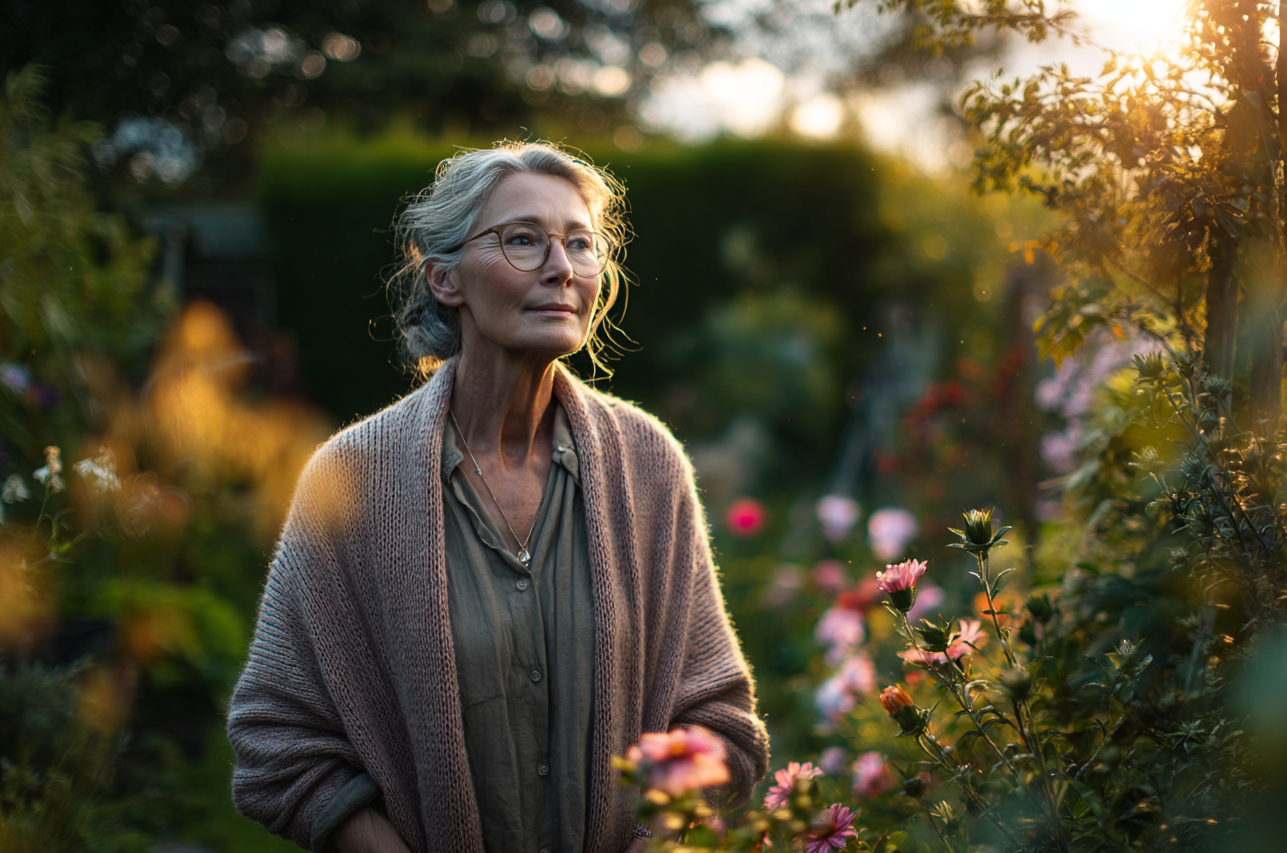 A woman standing in her garden | Source: Midjourney