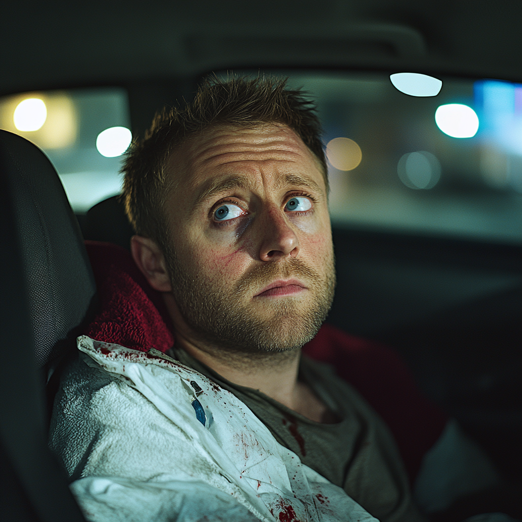 Un homme sombre assis dans sa voiture | Source : Midjourney