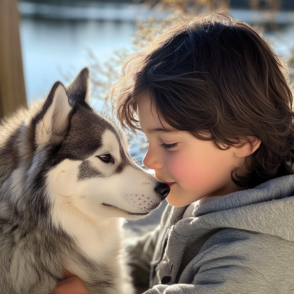 Un niño pequeño y su perro | Fuente: Midjourney