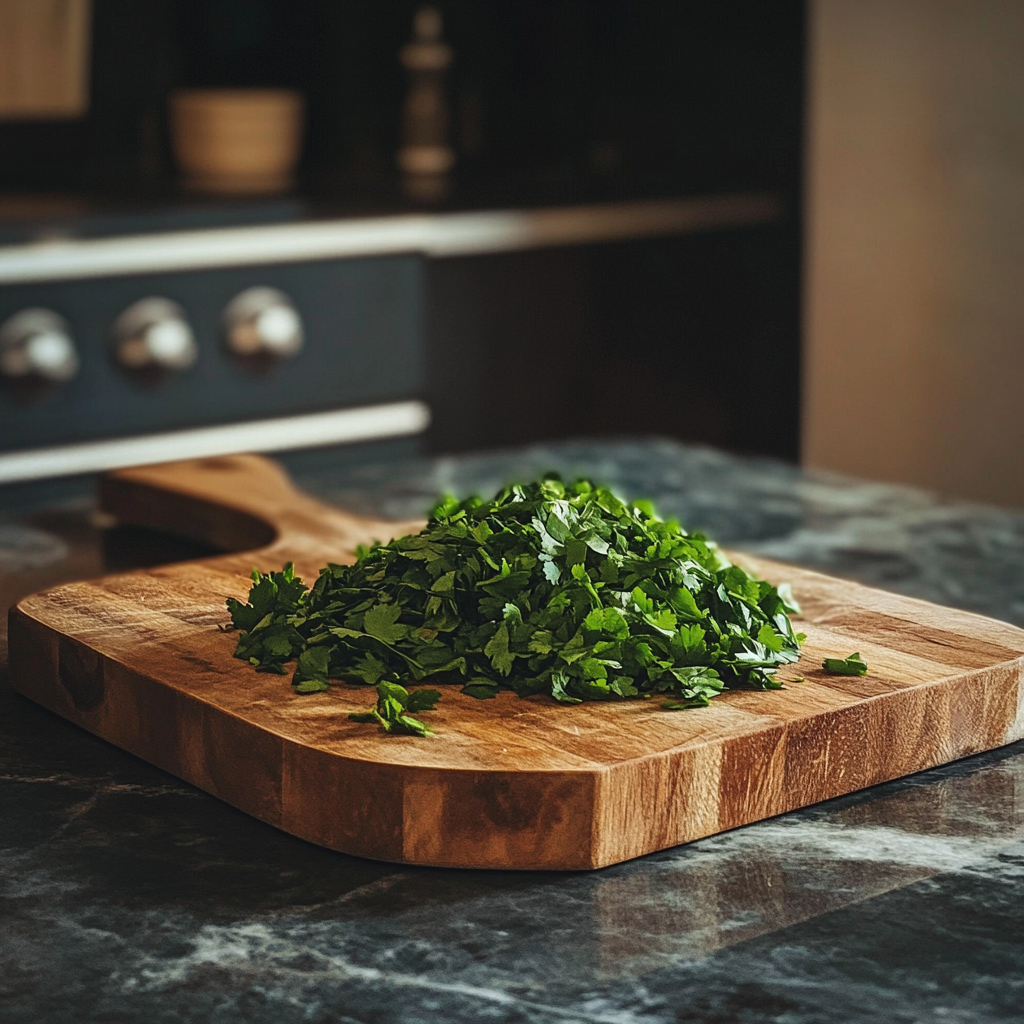 Chopped coriander on a board | Source: Midjourney