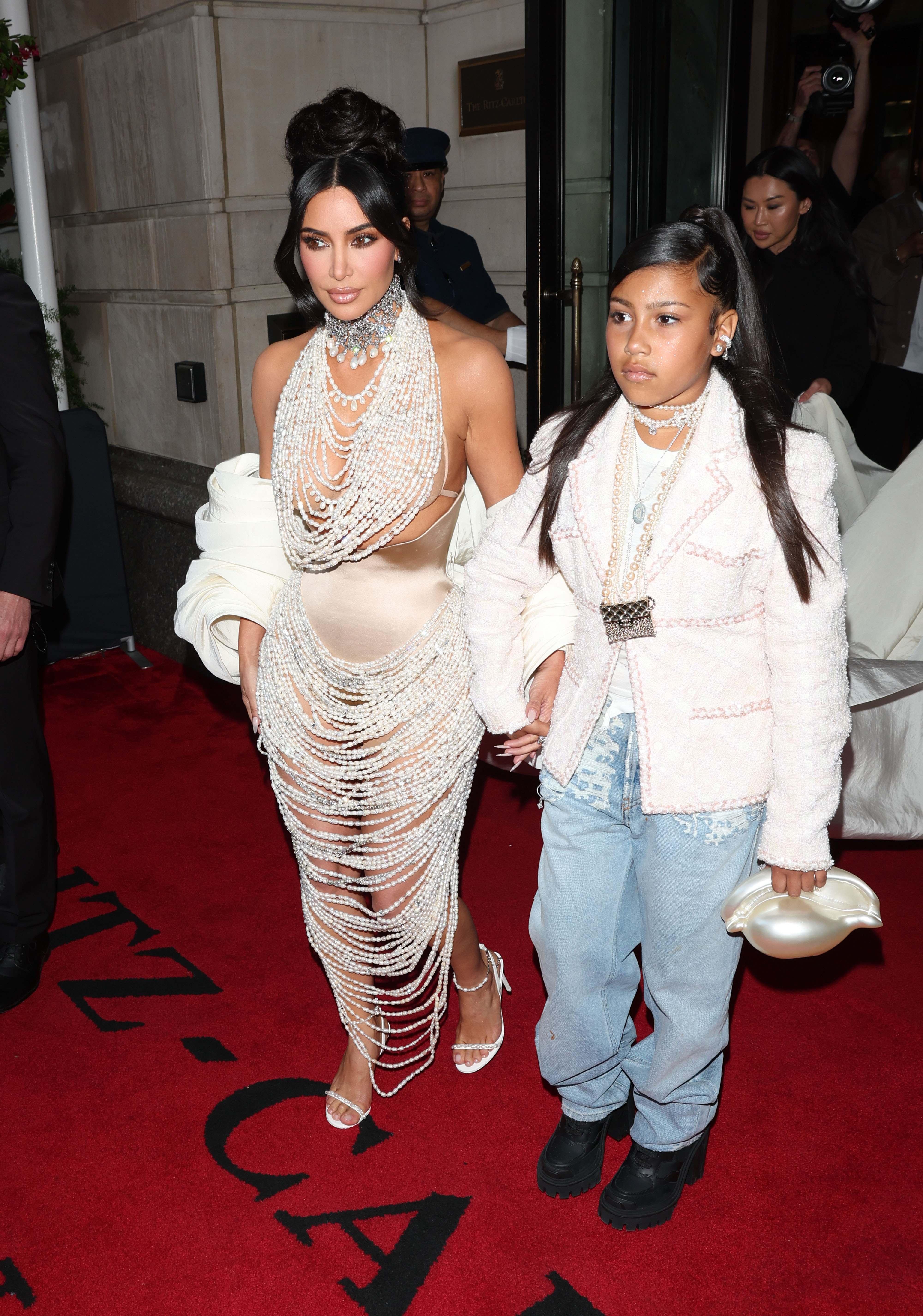 Kim Kardashian and North West seen leaving the Ritz Hotel on May 1, 2023, in New York. | Source: Getty Images