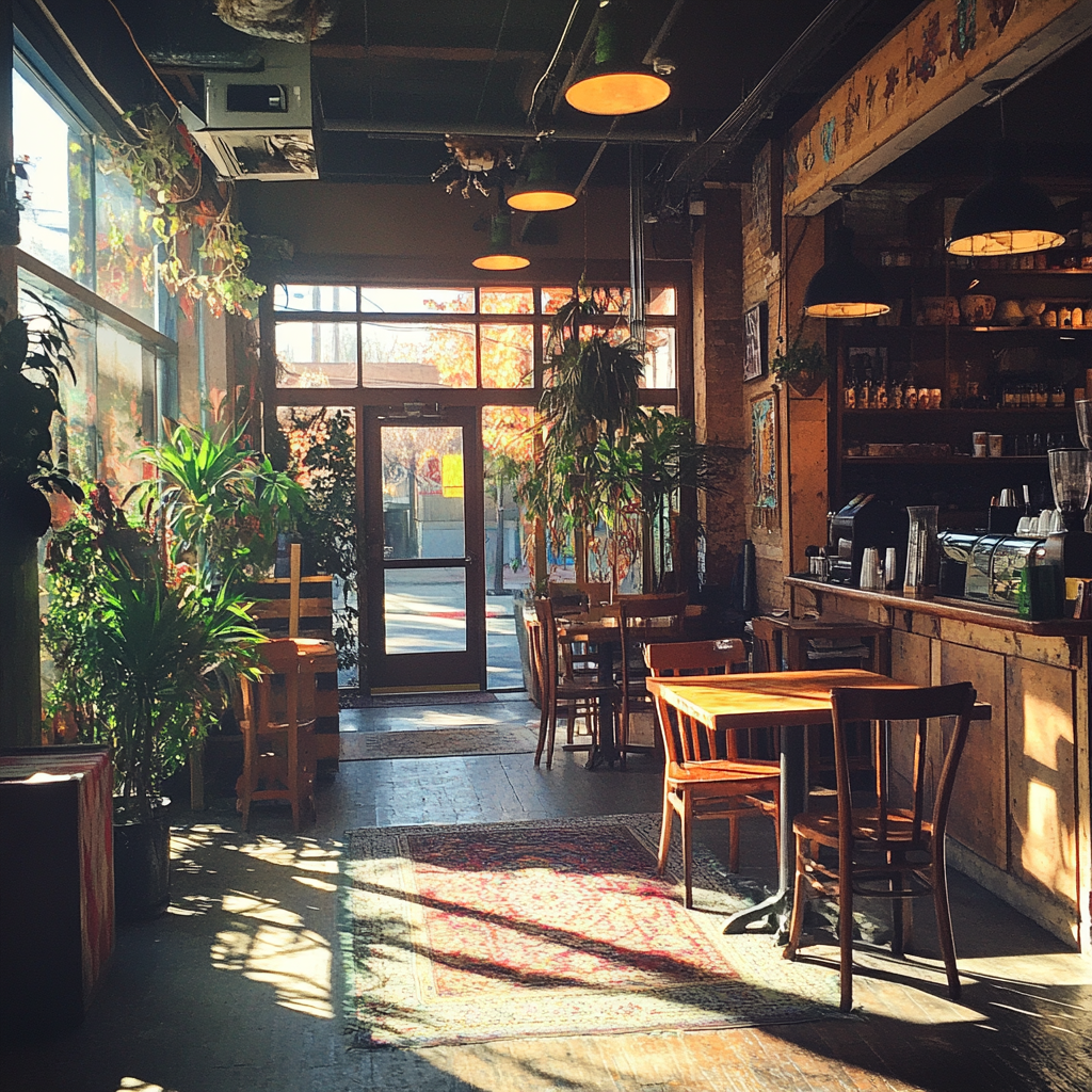 The interior of a coffee shop | Source: Midjourney