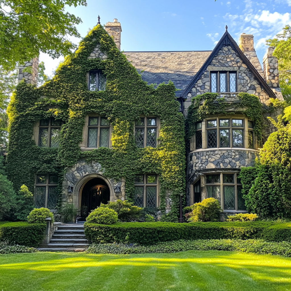 A Sprawling, ivy-covered mansion | Source: Midjourney