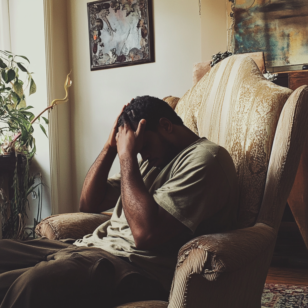 Un homme assis sur un fauteuil | Source : Midjourney