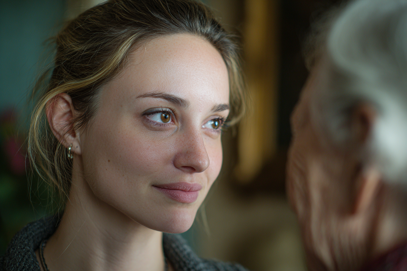 A woman talking to her grandmother | Source: Midjourney