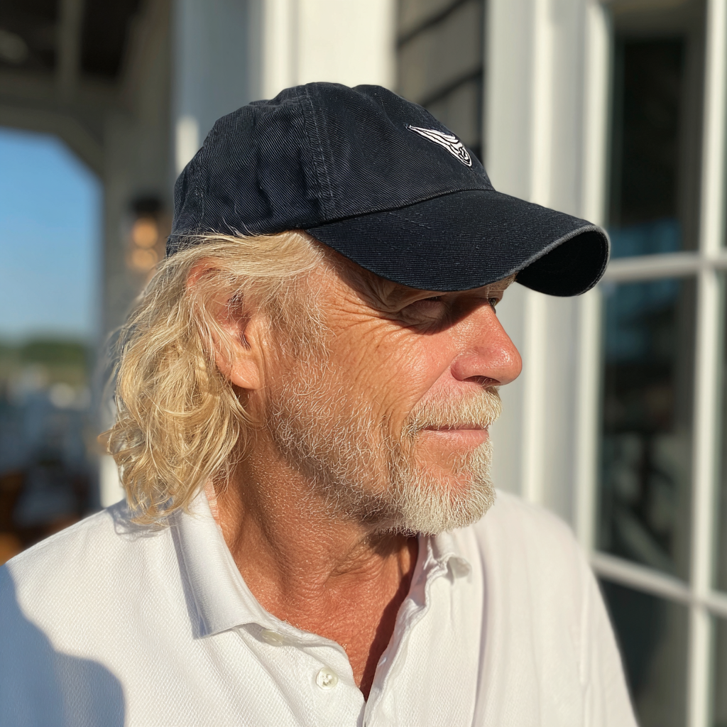 An older man standing outside wearing a white golfer | Source: Midjourney