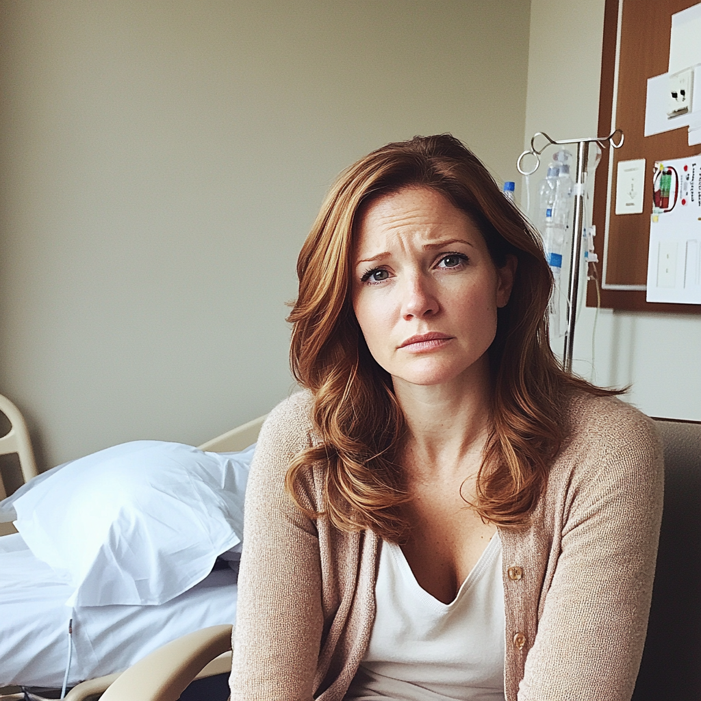 Une femme assise dans une chambre d'hôpital | Source : Midjourney