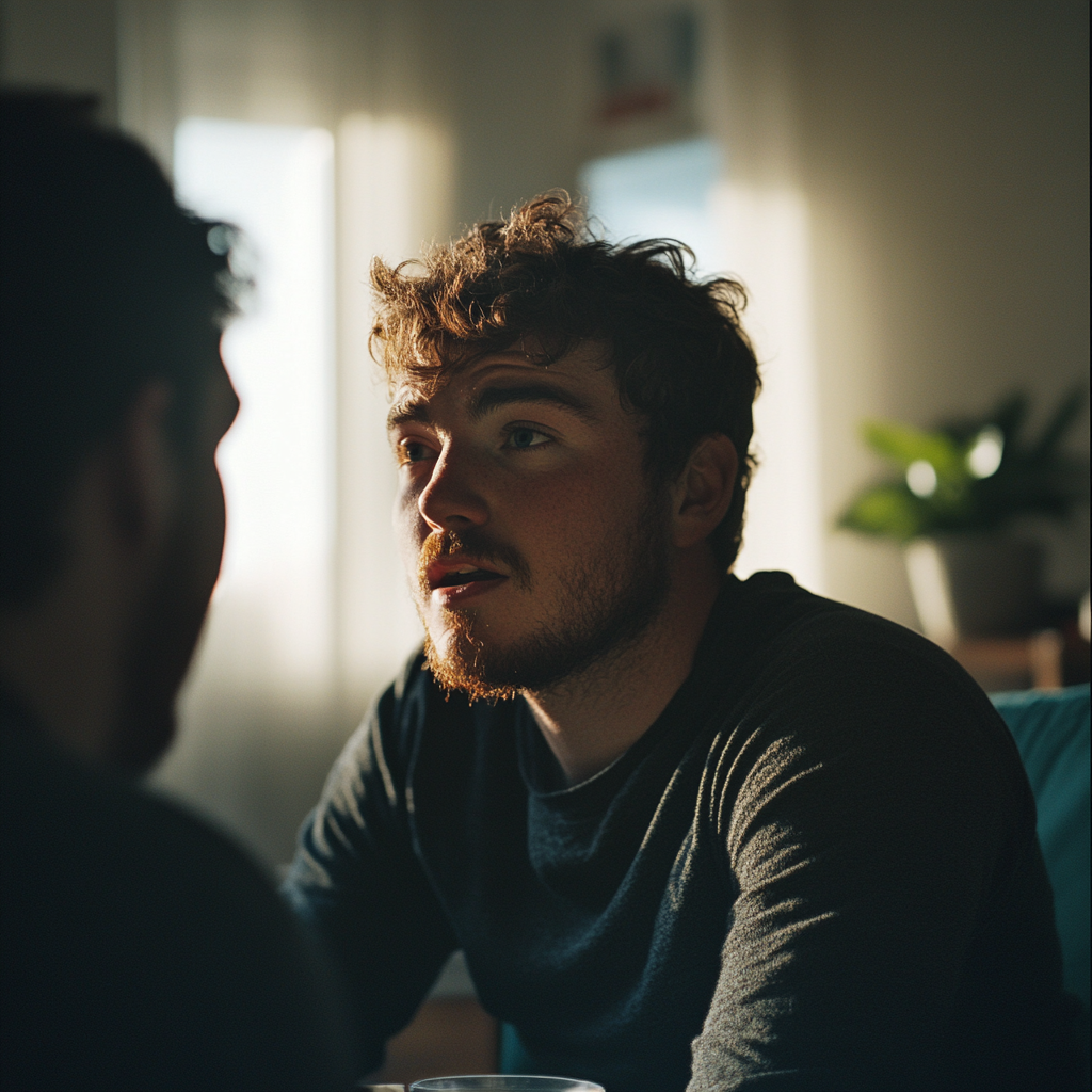 A man talking to his brother | Source: Midjourney