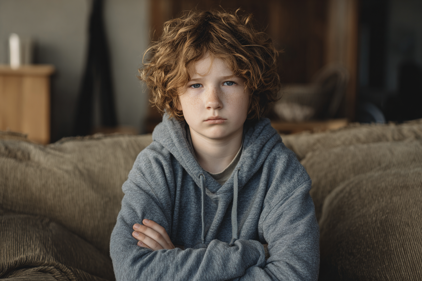 A boy looking straight ahead | Source: Midjourney