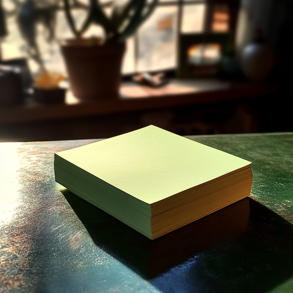 A pad of green sticky notes | Source: Midjourney