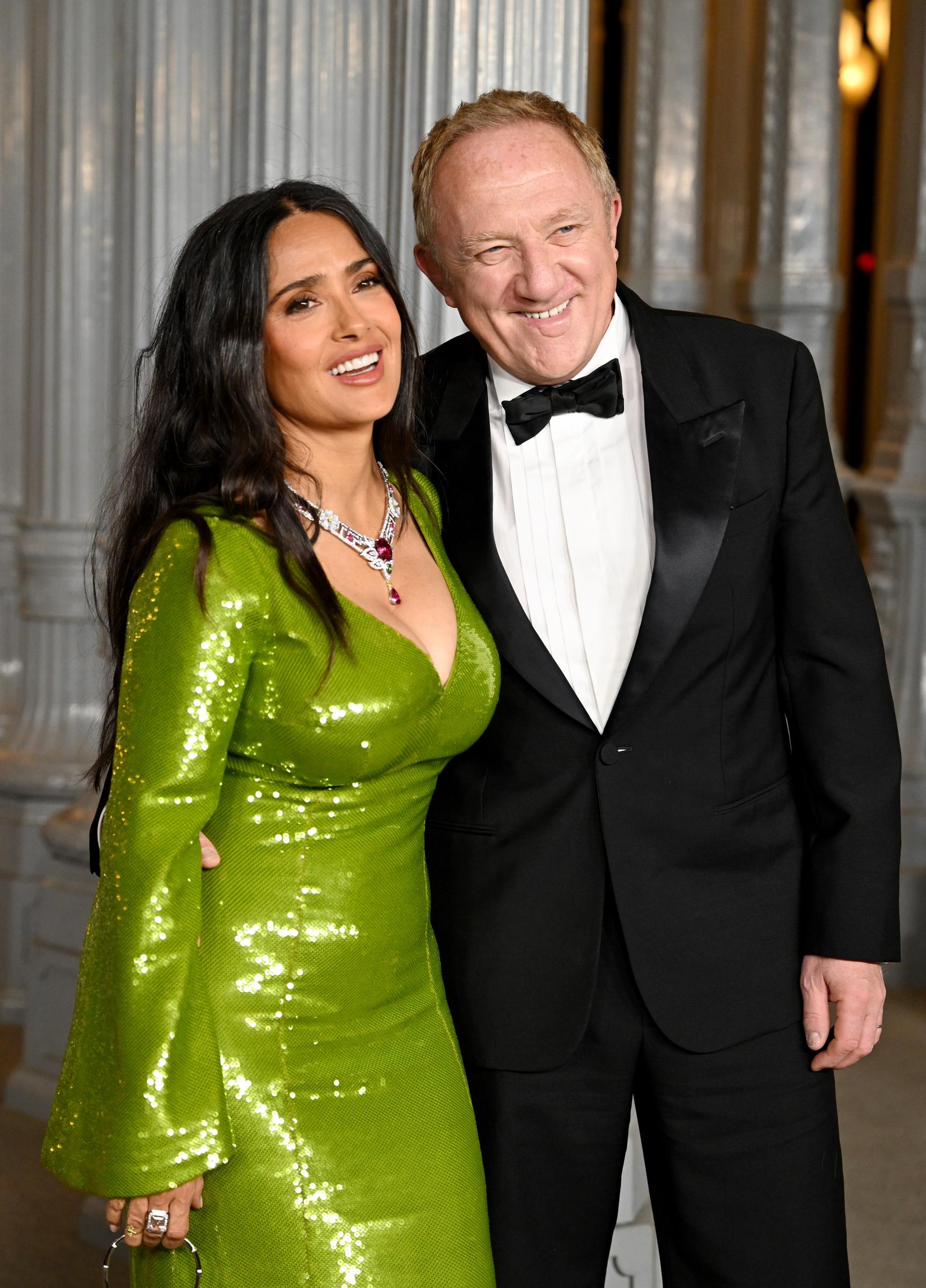 Salma Hayek and François-Henri Pinault at the 2025 LACMA Art + Film Gala on November 1, 2025 in Los Angeles, California | Source: Getty Images
