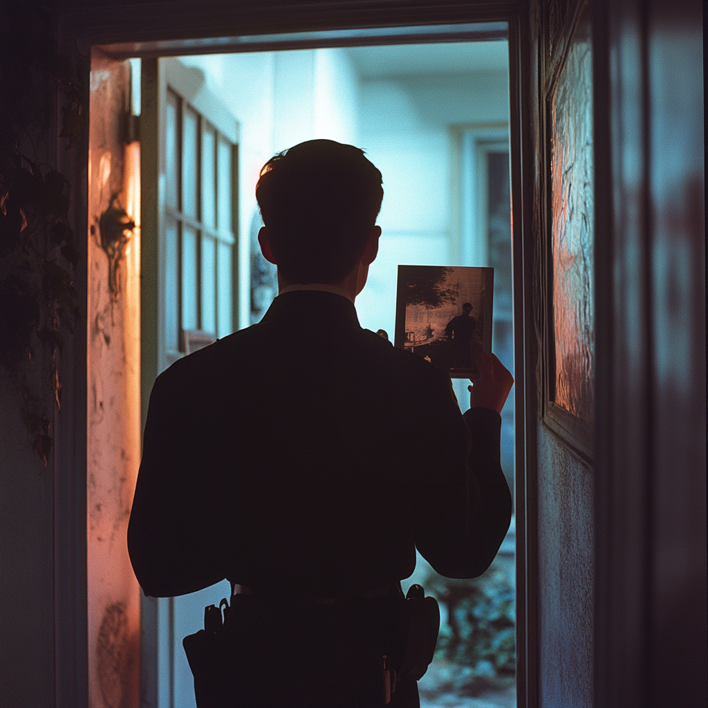 A policeman at someone's front door | Source: Midjourney