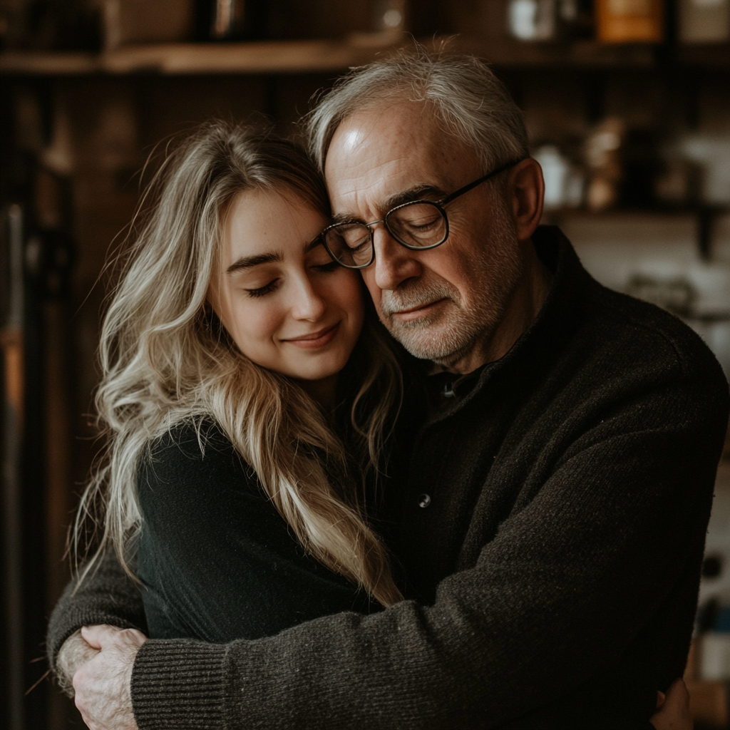 A father hugging his daughter | Source: Midjourney