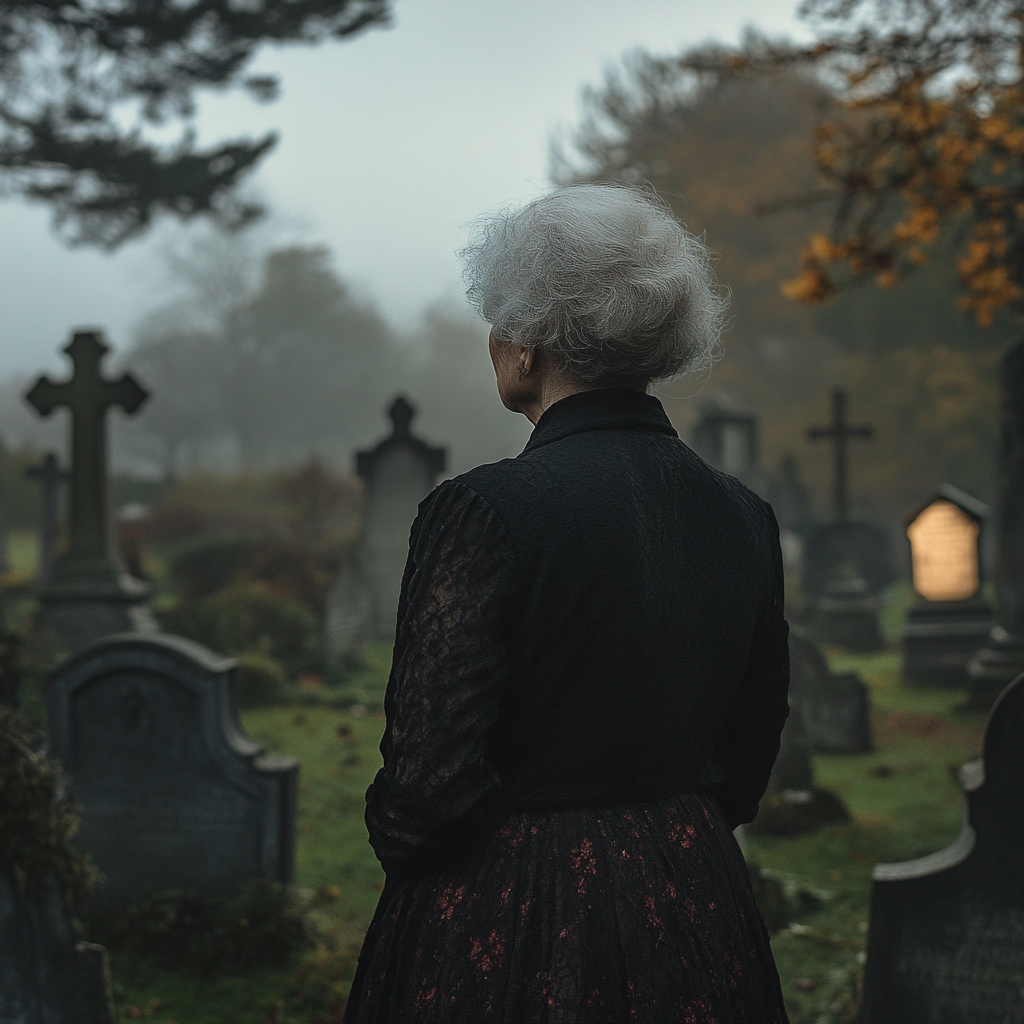 A woman standing in a graveyard | Source: Midjourney