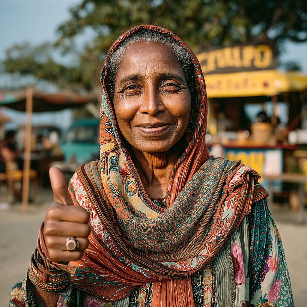 A woman giving a thumbs up sign | Source: Midjourney