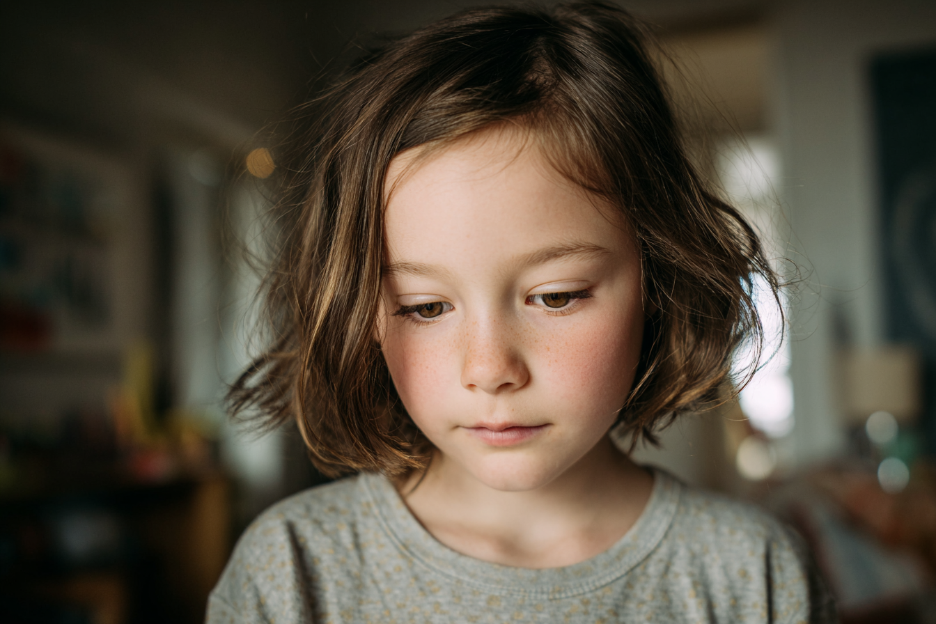 A girl looking down | Source: Midjourney