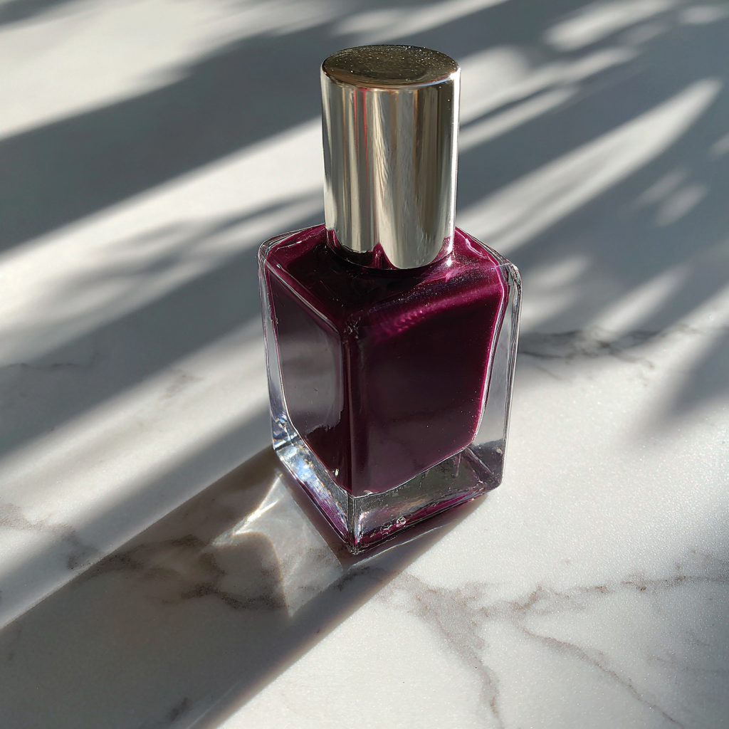 A bottle of plum nail polish | Source: Midjourney