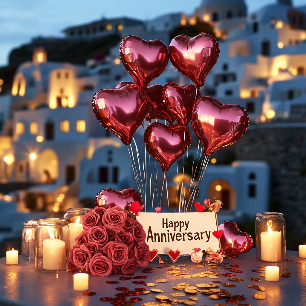 An anniversary in Santorini | Source: Midjourney