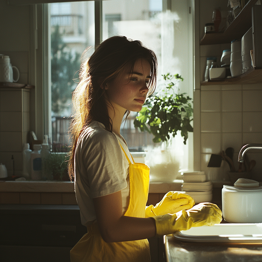 A woman cleaning | Source: Midjourney