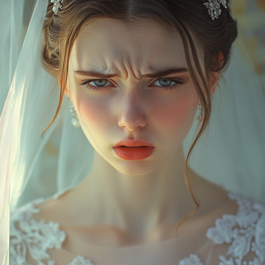 An upset bride on her wedding day | Source: Midjourney