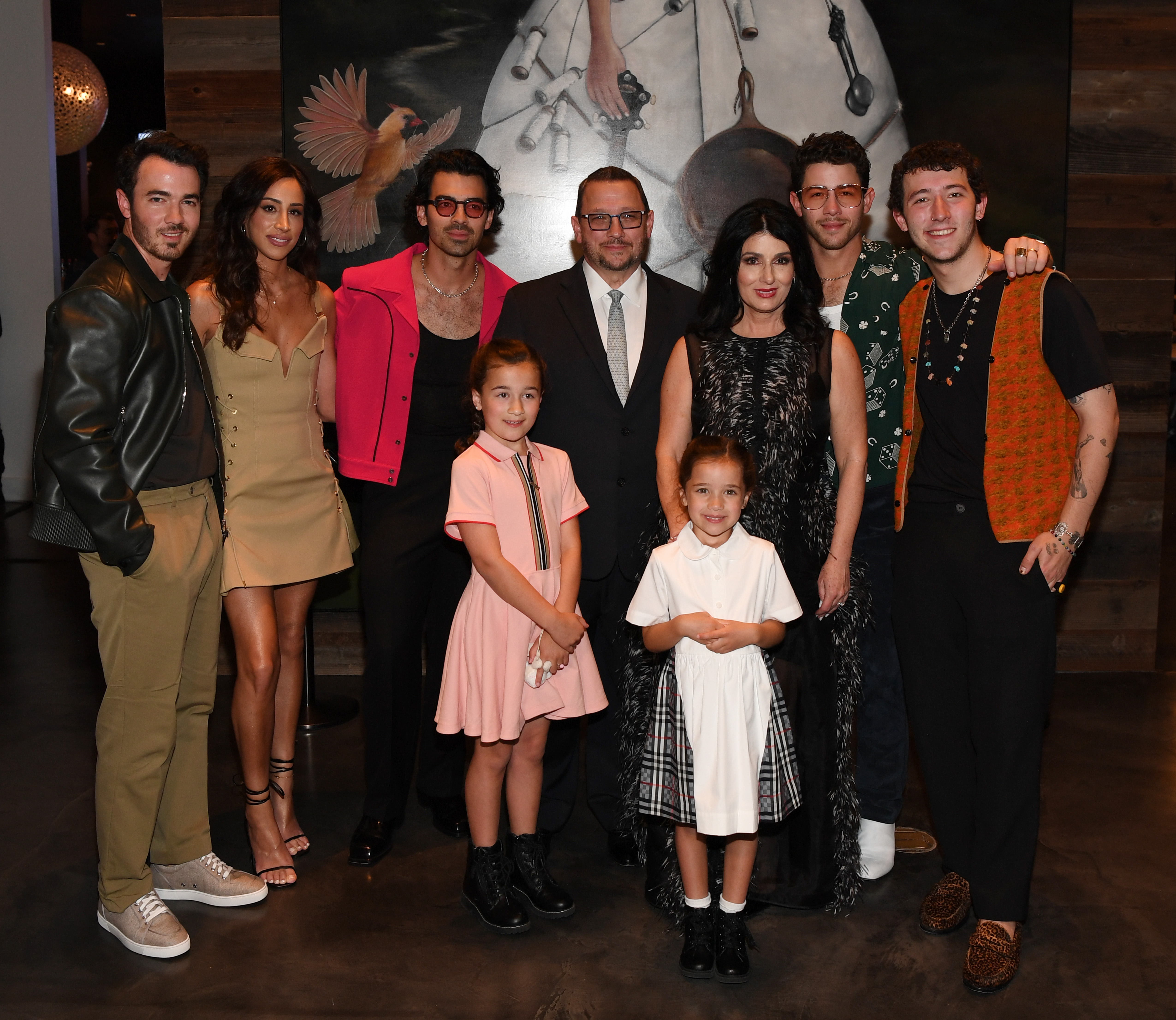 Kevin Jonas, Danielle Jonas, Joe Jonas, Kevin Jonas Sr., Denise Jonas, Nick Jonas, Frankie Jonas, Alena Rose Jonas, and Valentina Angelina Jonas at the grand opening of their family restaurant Nellie's Southern Kitchen at MGM Grand on June 4, 2022, in Las Vegas, Nevada. | Source: Getty Images