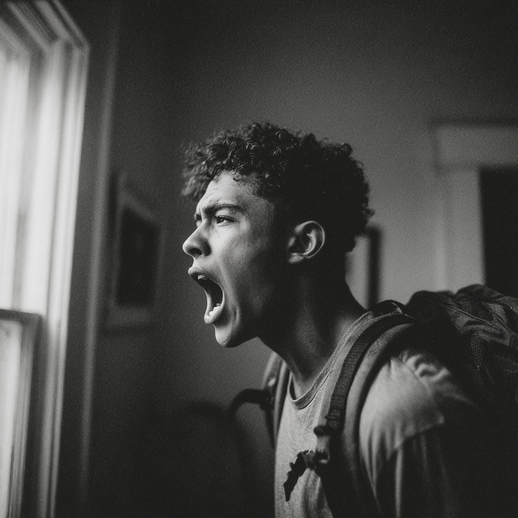 A distressed teenager shouting | Source: Midjourney