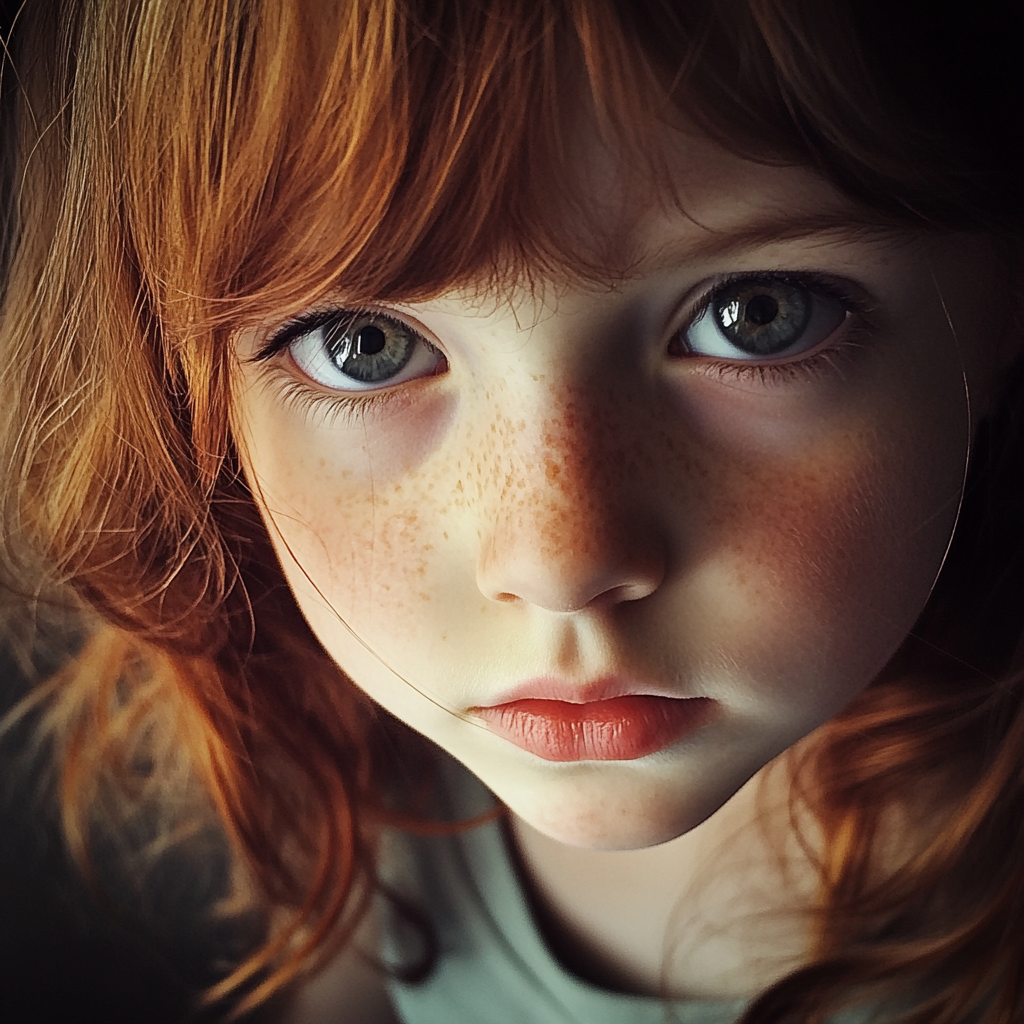 A little girl with auburn hair | Source: Midjourney