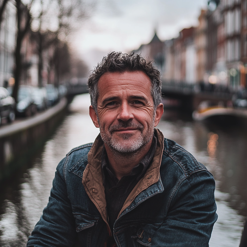 A man sitting by a canal | Source: Midjourney