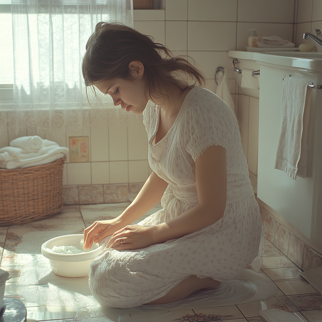 Una donna incinta che pulisce | Fonte: Midjourney