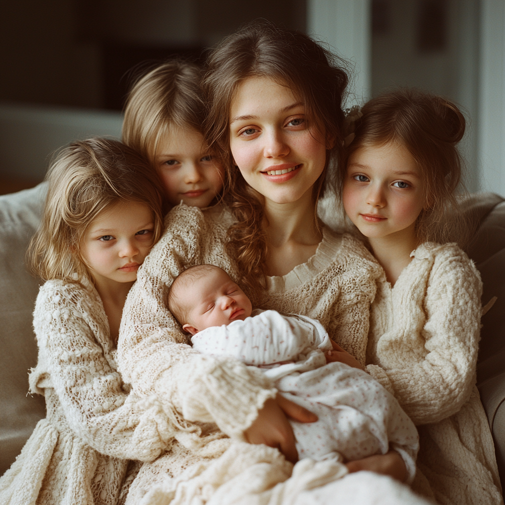 A happy woman with her children | Source: Midjourney