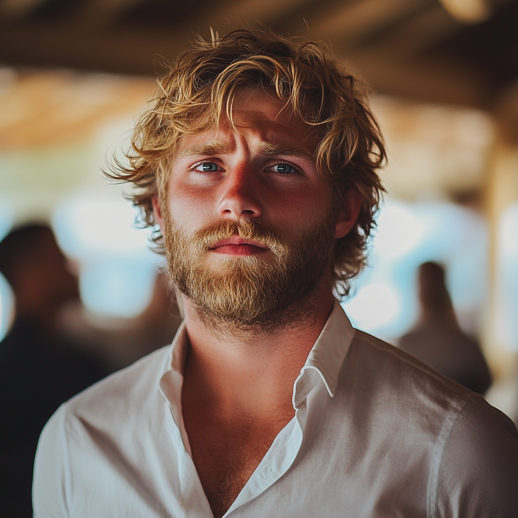 A concerned man wearing a white formal shirt | Source: Midjourney