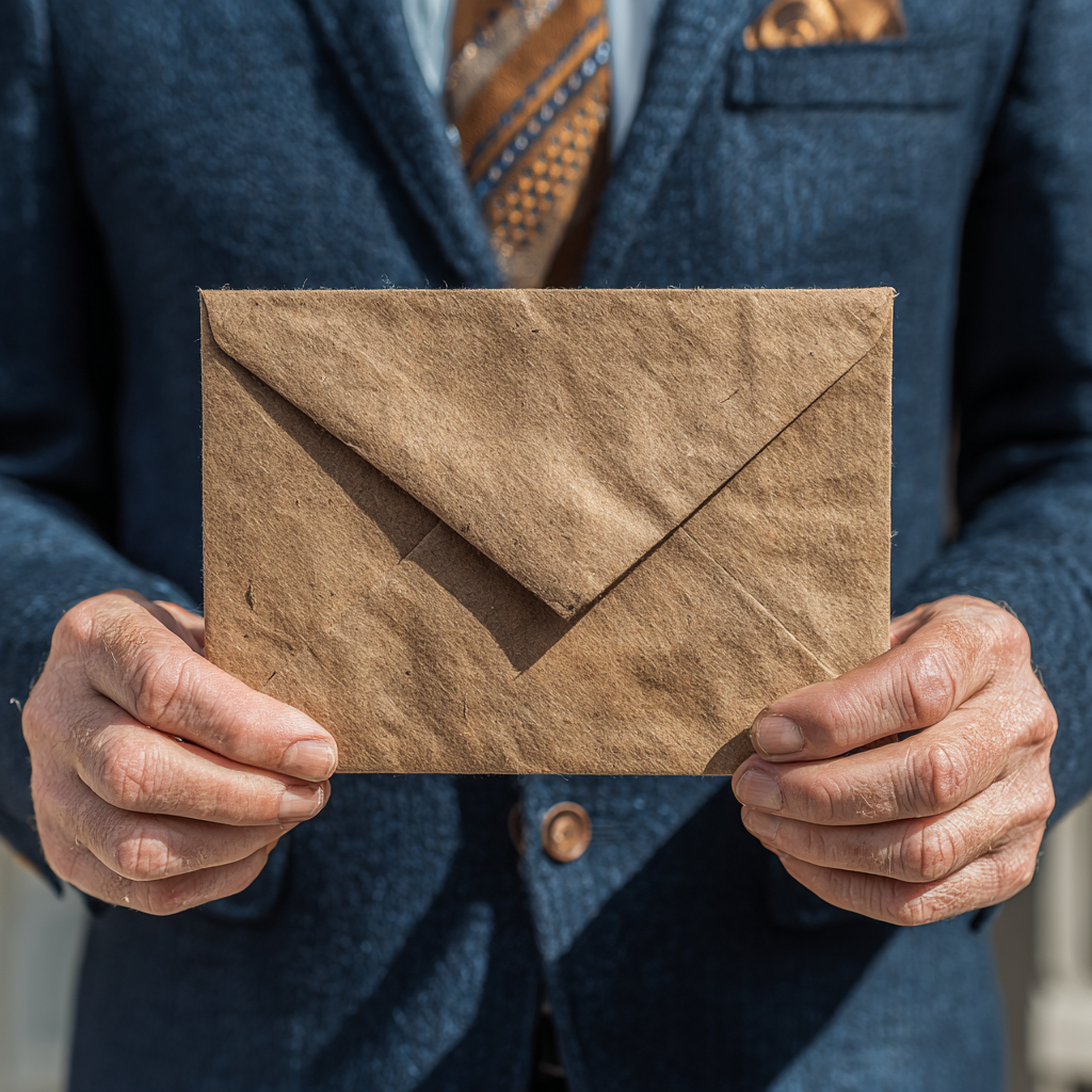 A man handing over an envelope | Source: Midjourney