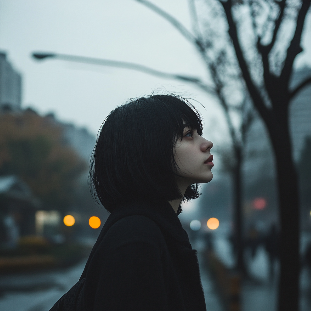 A tired woman walking on the street | Source: Midjourney