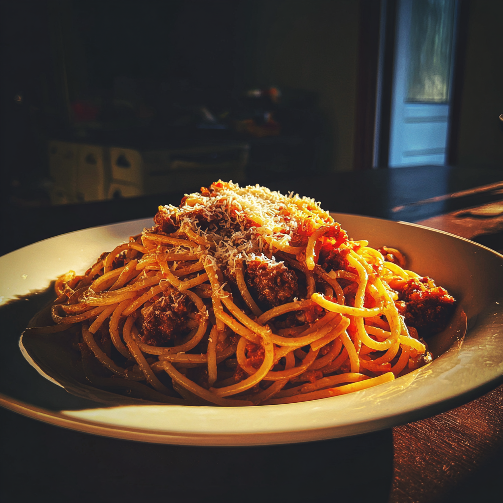 A plate of spaghetti and meatballs | Source: Midjourney